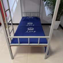  藍(lán)色純棉六件套公安定制印字logo床單被套被子褥子枕頭宿舍單位床上用品 純棉斜紋 無(wú)LOGO 上下鋪用0.9m-1.0m床六件套